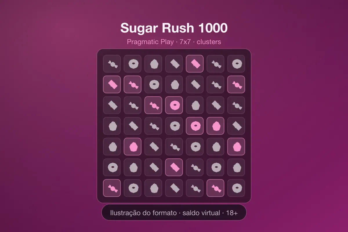 Ilustração da grade 7x7 de Sugar Rush 1000